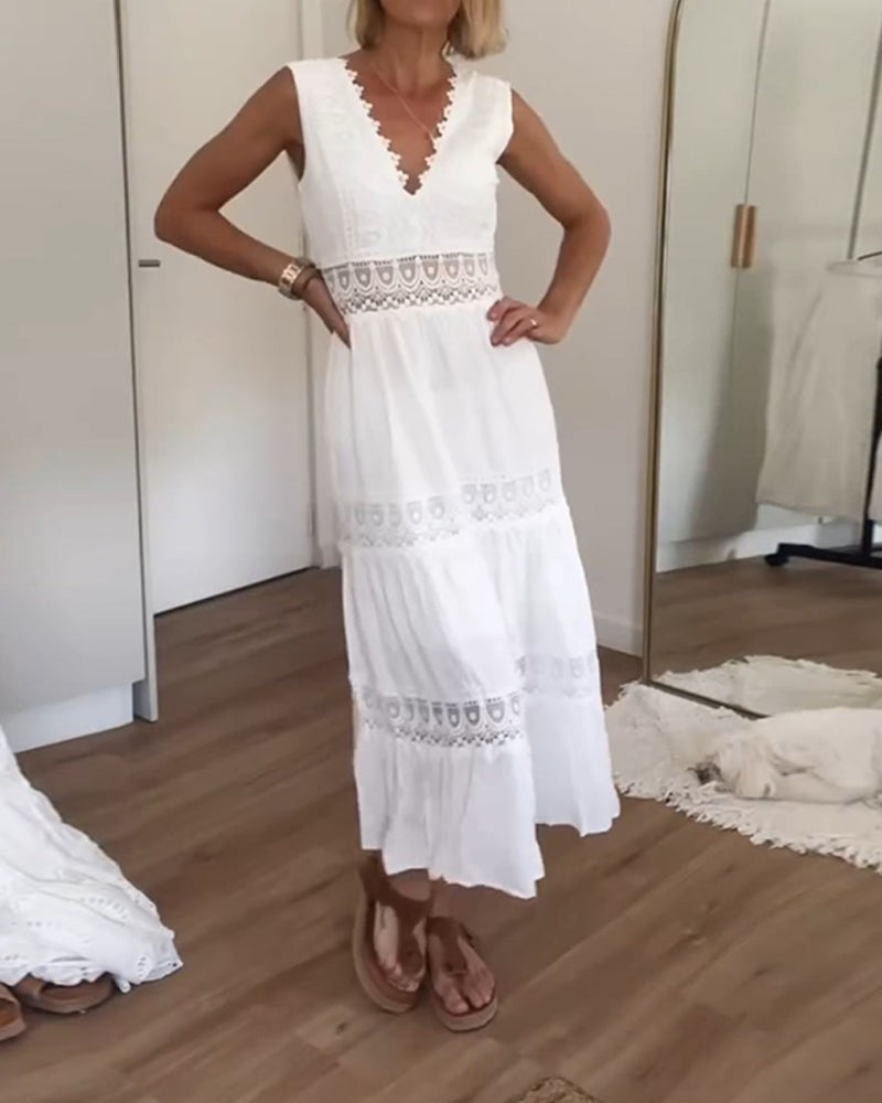 Aurélie | Abito Elegante in Pizzo con Scollatura a V