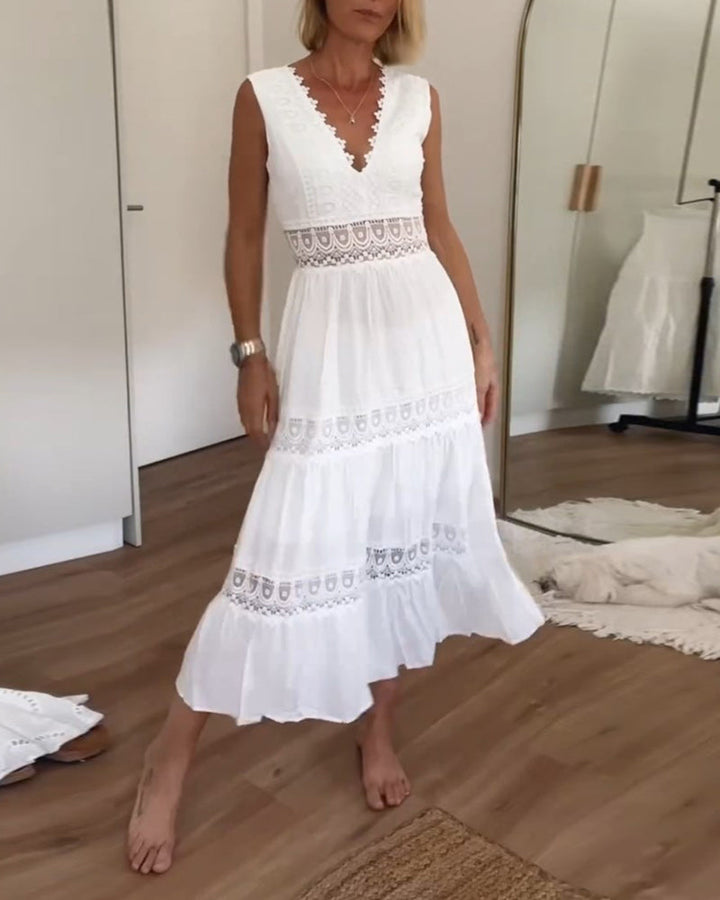 Aurélie | Abito Elegante in Pizzo con Scollatura a V
