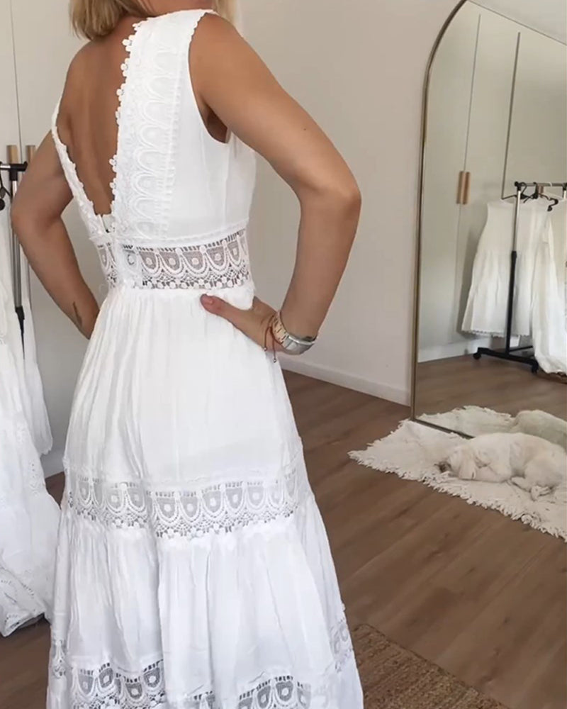 Aurélie | Abito Elegante in Pizzo con Scollatura a V
