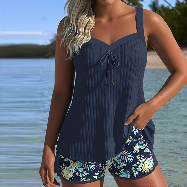Lana - Tankini a righe con pantaloncini da spiaggia, in due pezzi
