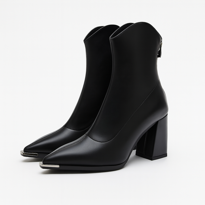 Stivale in Pelle Chelsea con Punta in Cromo