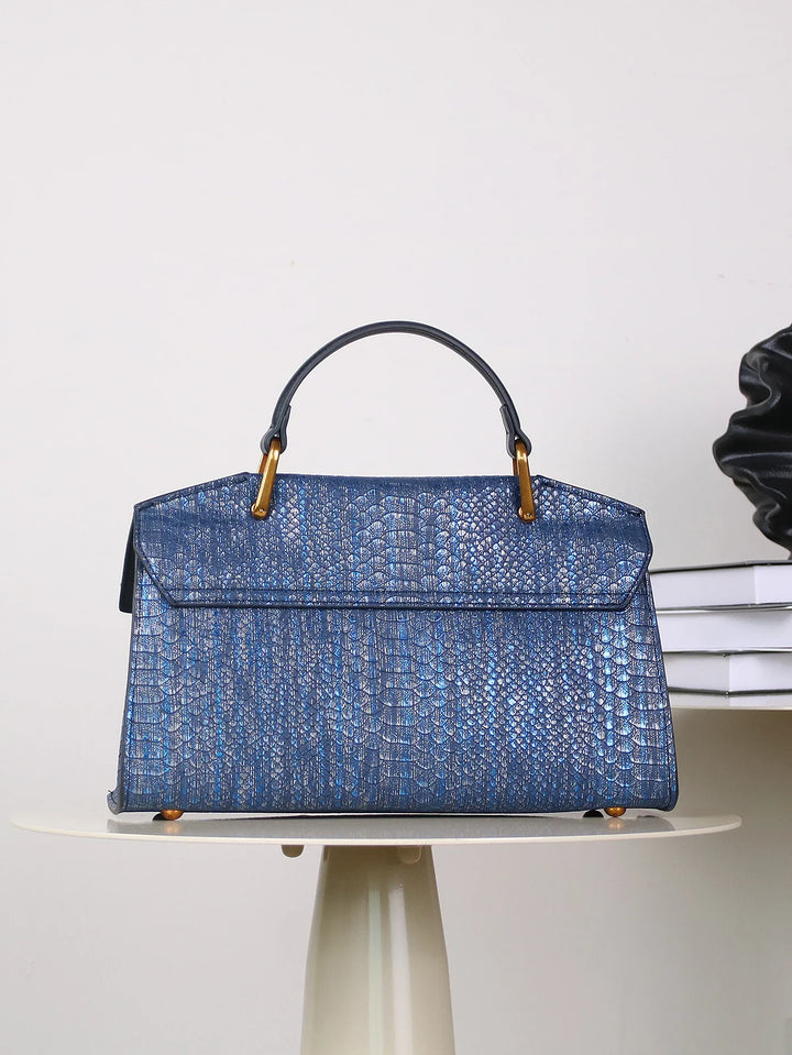 Borsa in Pelle Vegana con Stampa Serpente Embossata