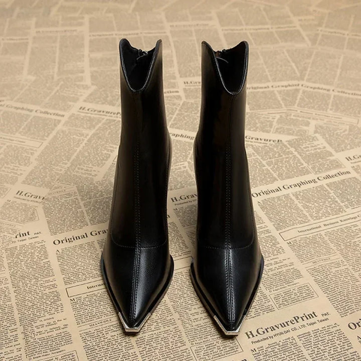 Stivale in Pelle Chelsea con Punta in Cromo
