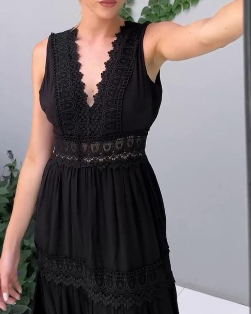 Aurélie | Abito Elegante in Pizzo con Scollatura a V