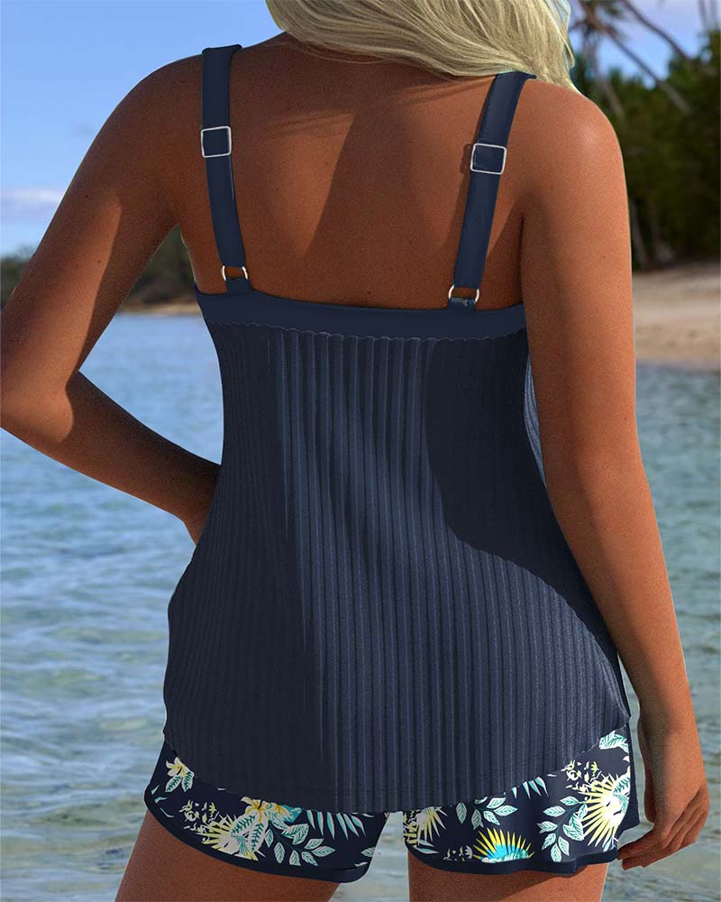 Lana - Tankini a righe con pantaloncini da spiaggia, in due pezzi
