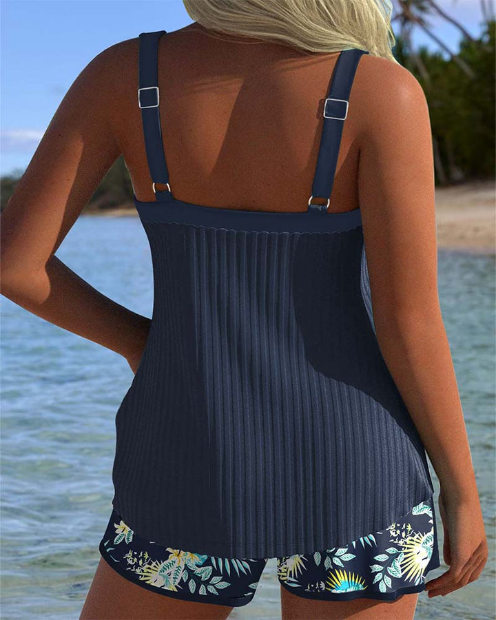 Lana - Tankini a righe con pantaloncini da spiaggia, in due pezzi