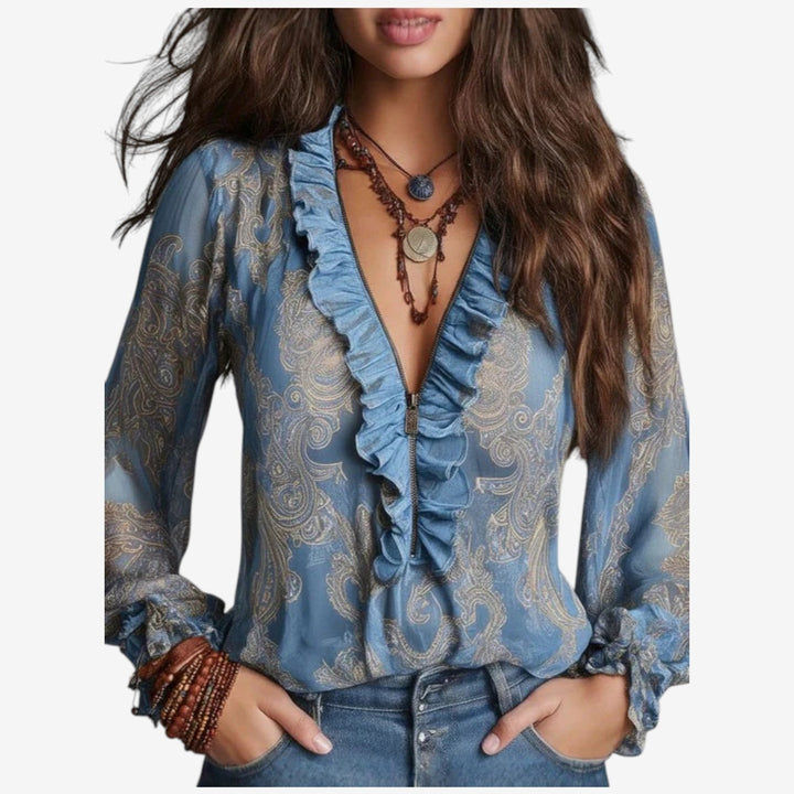 Selena™ Blusa in chiffon con volant
