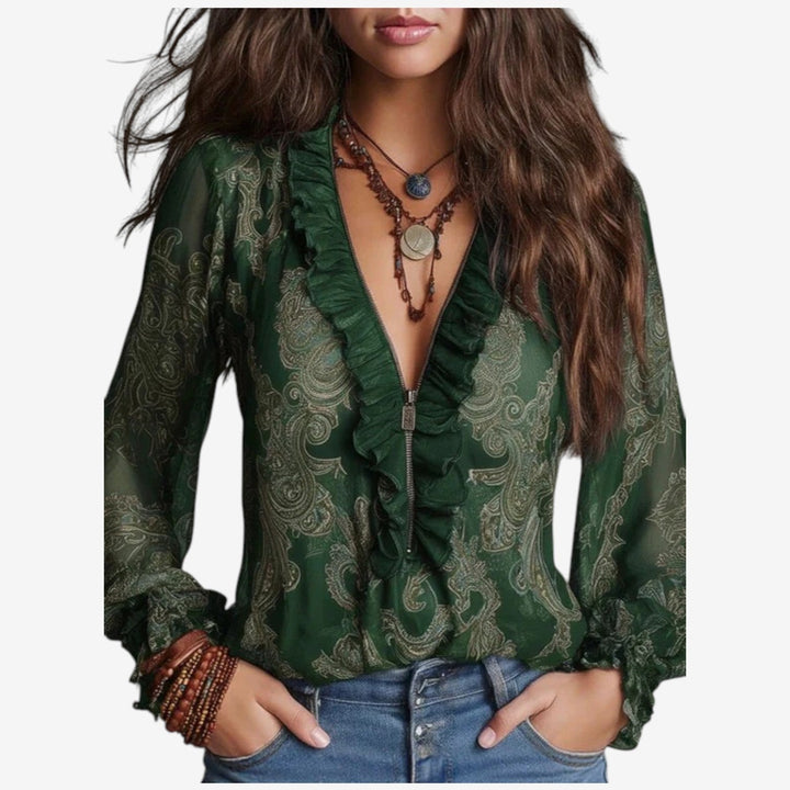 Selena™ Blusa in chiffon con volant