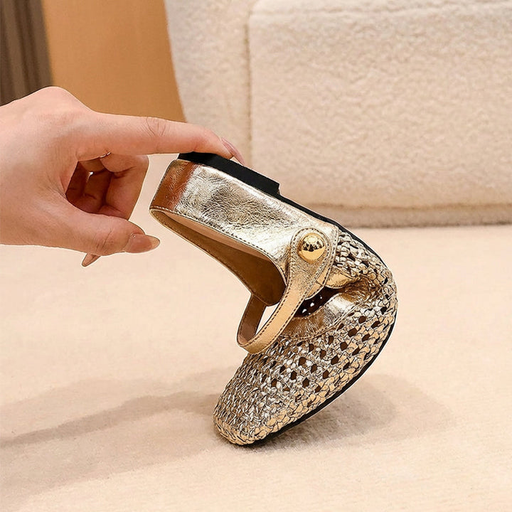 ✨👡 NOVITÀ per il 2026! Mules da donna in tessuto intrecciato con punta squadrata e chiusura Mary Jane.🌸💖🎀
