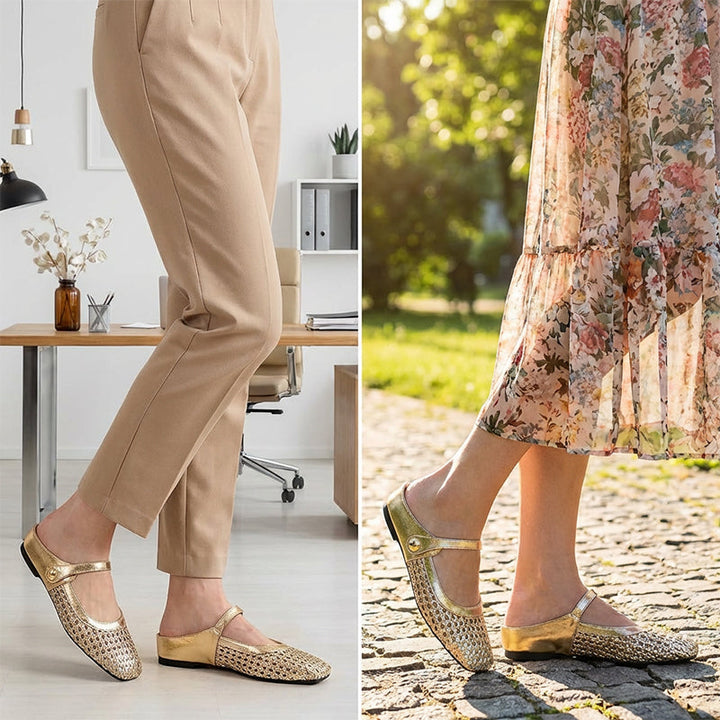✨👡 NOVITÀ per il 2026! Mules da donna in tessuto intrecciato con punta squadrata e chiusura Mary Jane.🌸💖🎀